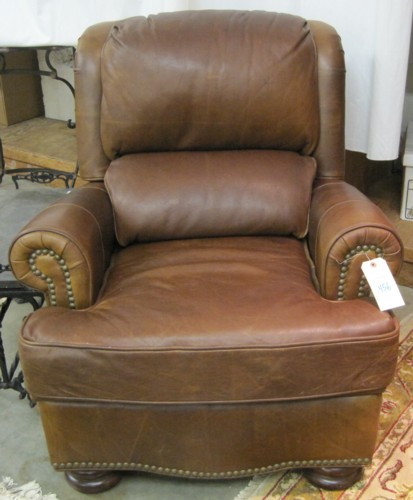 RECLINING BROWN LEATHER EASY CHAIR 16f936