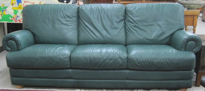 CONTEMPORARY GREEN LEATHER SOFA