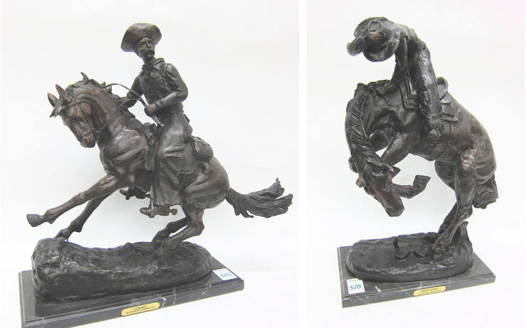 TWO WESTERN BRONZE SCULPTURES after 16f96b
