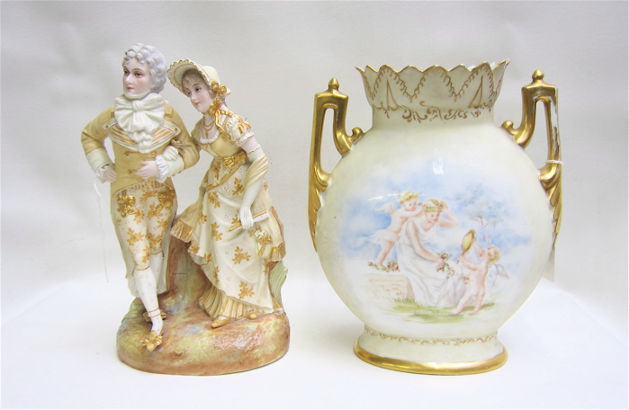 LIMOGES VASE AND GERMAN FIGURAL 16f97d