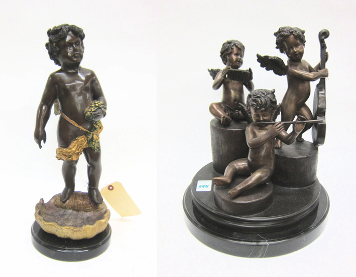 TWO BRONZE CUPID SCULPTURES 17 H 16f98e