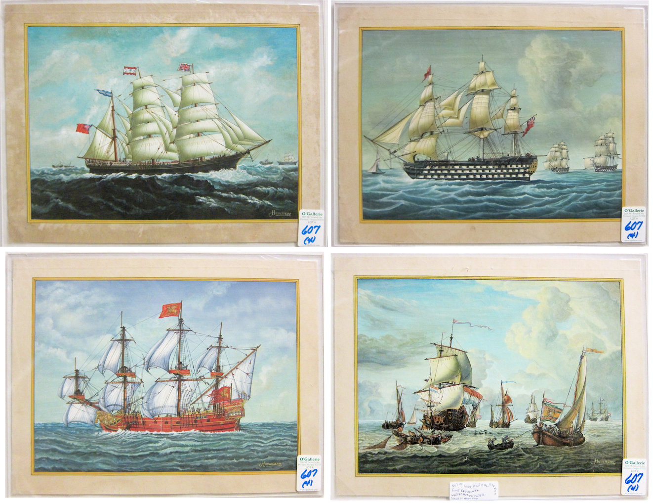 FOUR WATERCOLORS ON PAPER British 16f9ca