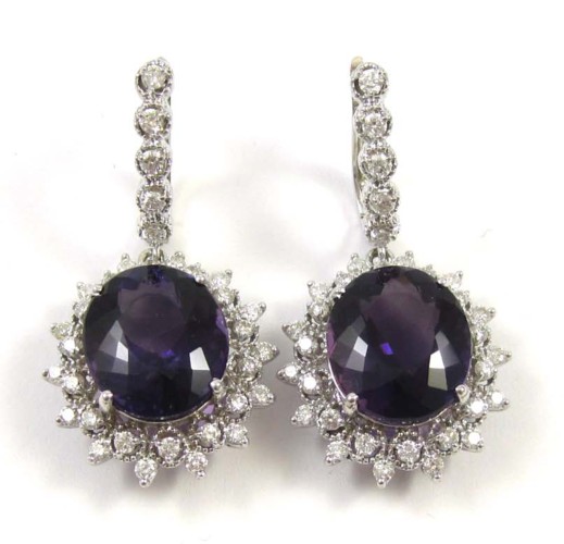 PAIR OF AMETHYST AND DIAMOND EARRINGS 16f9e3