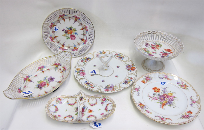 SIX DRESDEN & BAVARIAN SERVING PIECES: