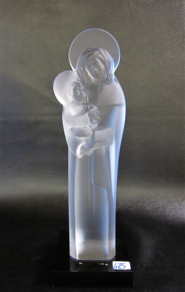 LALIQUE GLASS MADONNA CHILD SCULPTURE 16fa05