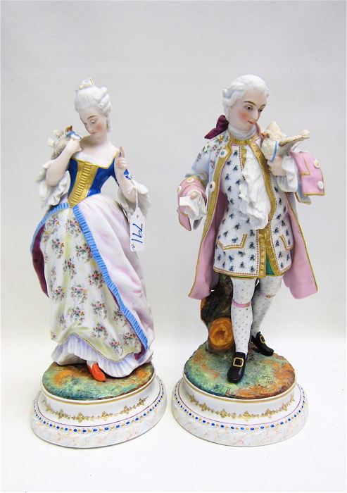 PAIR OF HAND PAINTED BISQUE FIGURINES: