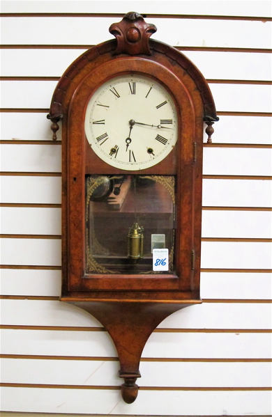 A VICTORIAN BURL WALNUT CASE WALL CLOCK