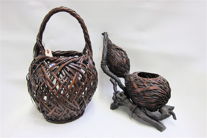 TWO JAPANESE IKEBANA BAMBOO BASKETS