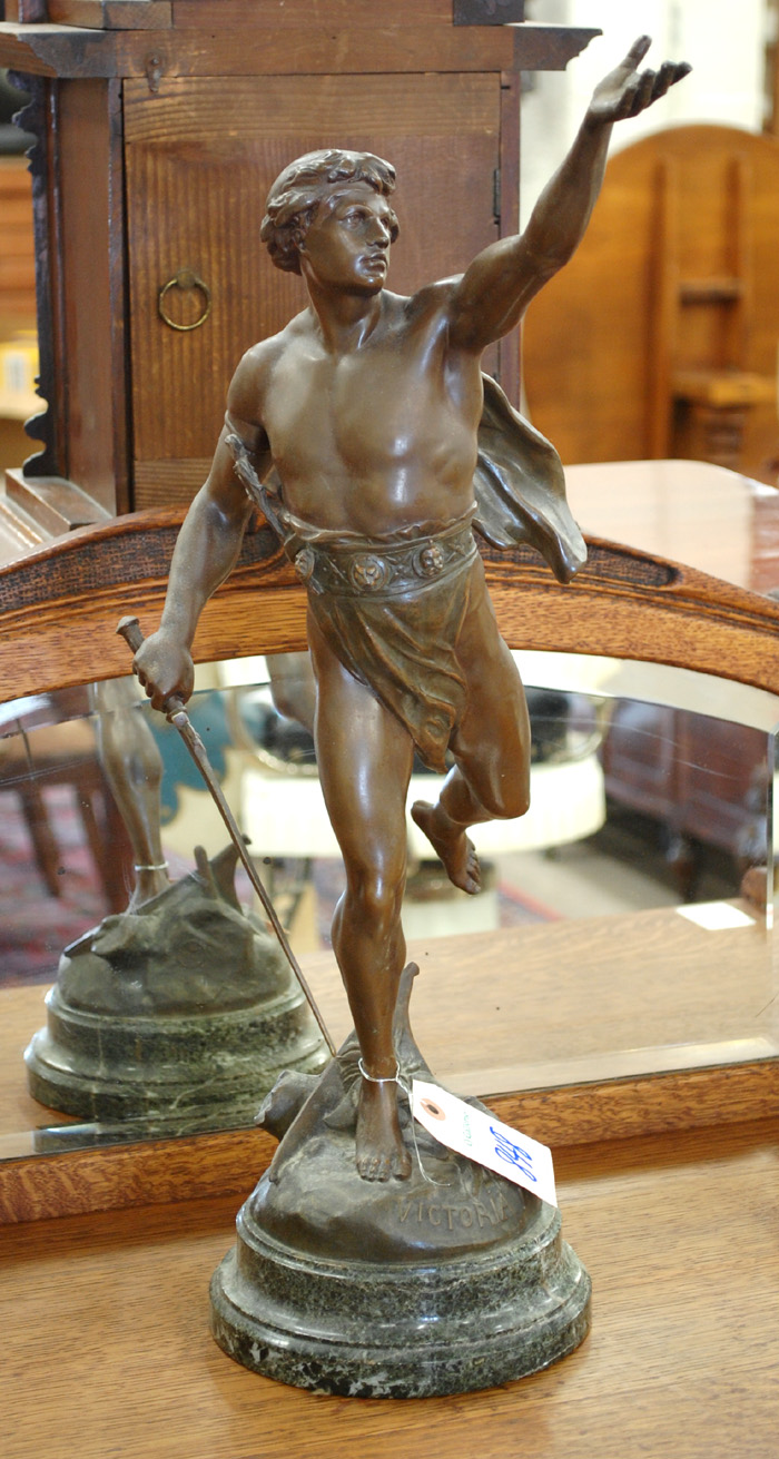 19TH CENTURY SPELTER FIGURE titled Victoria