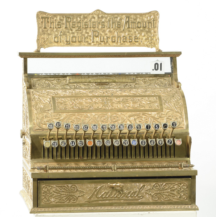 ANTIQUE BRASS CASH REGISTER National 16fb20