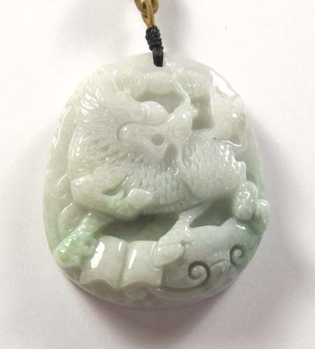CHINESE JADEITE CARVED HEAVY OVAL