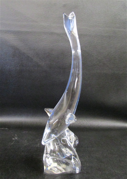 DAUM FRANCE CRYSTAL FIGURE Dolphin diving