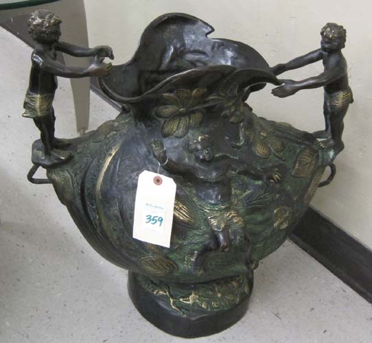 BRONZE FLOOR URN the footed ovoid 16fc07