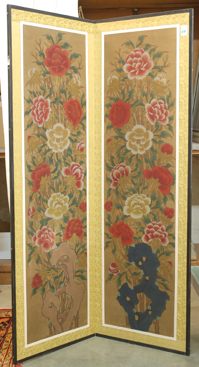 CHINESE FLOOR SCREEN 2 panel floral 16fc3e