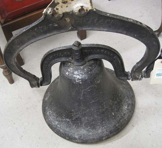 CAST IRON BELL AND SUPPORT BRACKET