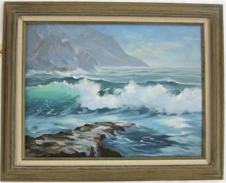 SEASCAPE OIL ON CANVAS with waves