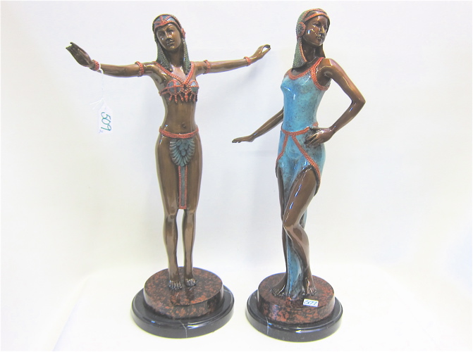 TWO FIGURAL POLYCHROME BRONZE SCULPTURES 16fc9c