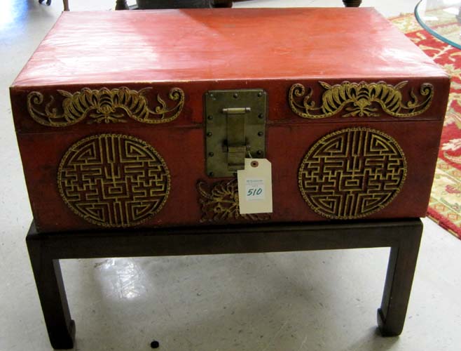 CHINESE RED LEATHER STORAGE BOX 16fc9d
