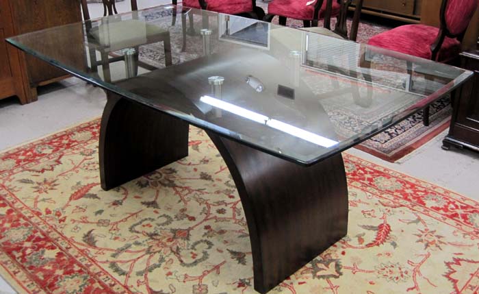 A CONTEMPORARY GLASS TOP DINING 16fcb2