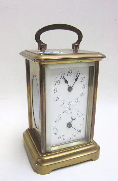 BRASS CASED CALENDAR CARRIAGE CLOCK 16fce5