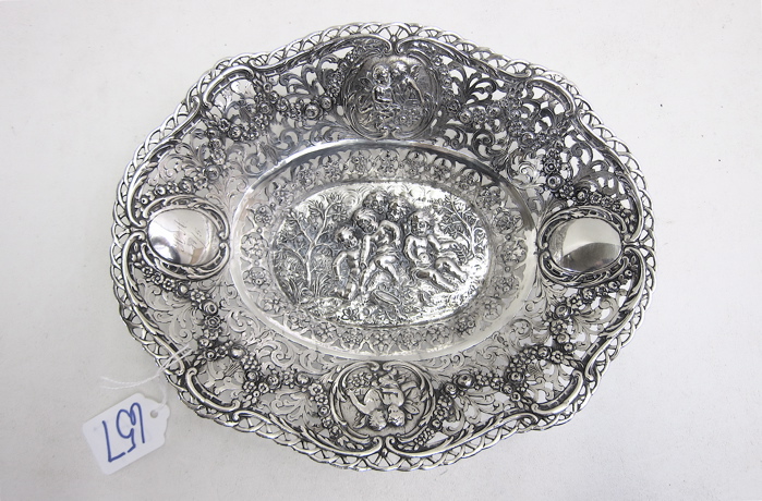 GERMAN .830 FINE SILVER BOWL 19th