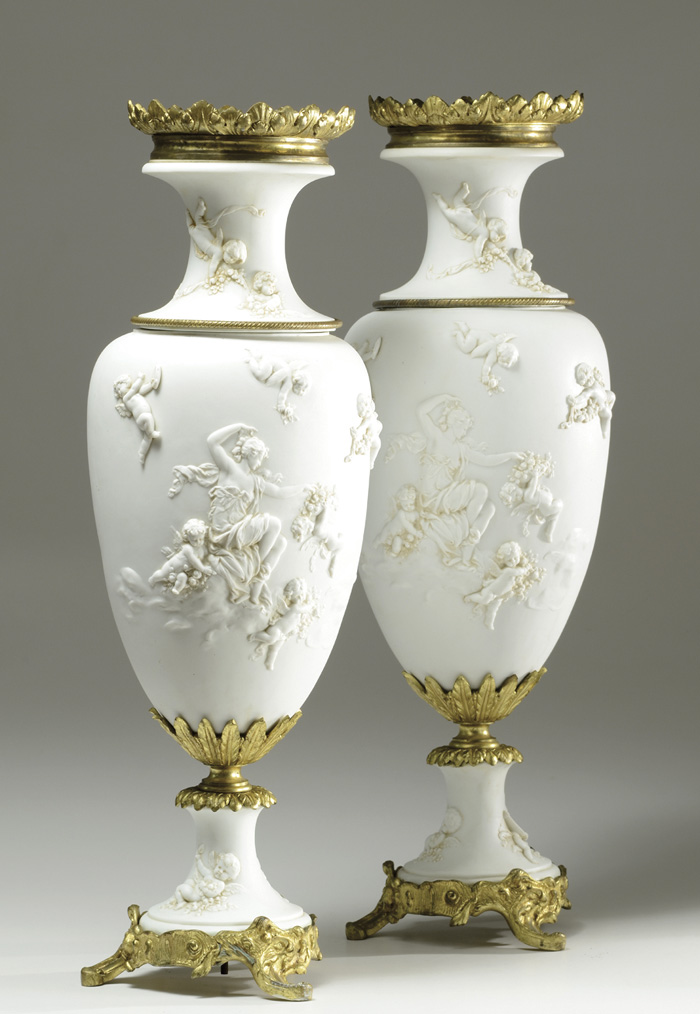 PAIR GERMAN BISQUE URNS by Karl 16fd49