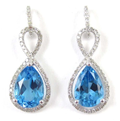 PAIR OF BLUE TOPAZ AND DIAMOND