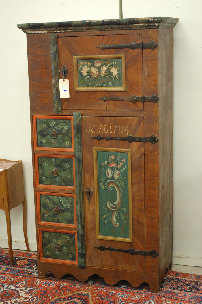 PAINT DECORATED PINE WARDROBE Continental