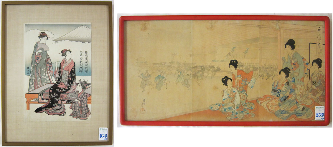 TWO JAPANESE COLOR WOODCUTS: Torii