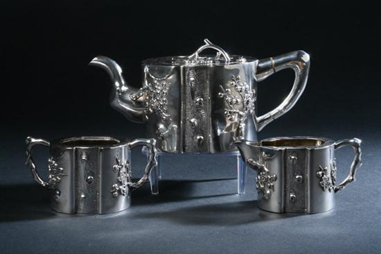 CHINESE SILVER THREE-PIECE TEA