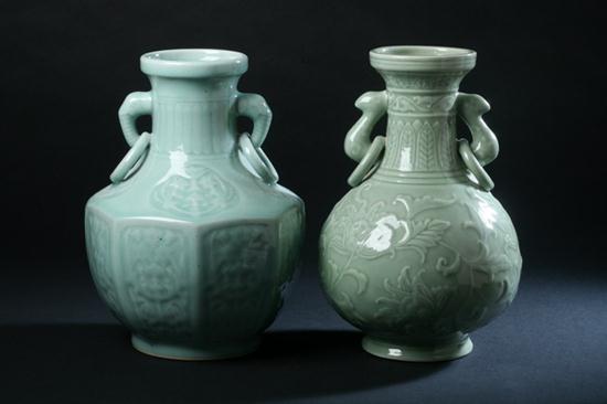 TWO CHINESE CELADON PORCELAIN VASES 16fe1d