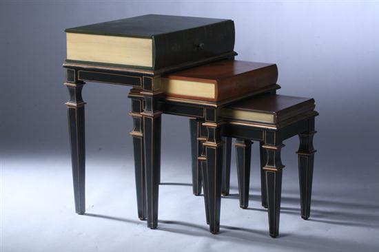 SET THREE NEOCLASSICAL STYLE BLACK-LACQUERED
