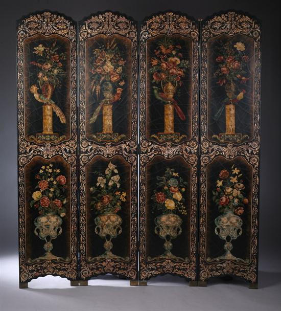 COROMANDEL FOUR-FOLD FLOOR SCREEN. Floral