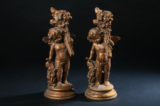 PAIR GILT COMPOSITION FIGURAL CANDLESTICKS 16fe72