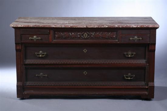 VICTORIAN CARVED MAHOGANY CHEST OF DRAWERS 16fe9e
