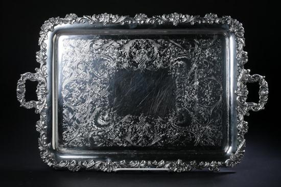 SILVER PLATED SERVING TRAY early-to-mid