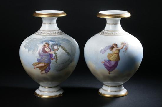 PAIR PARIS PORCELAIN VASES late