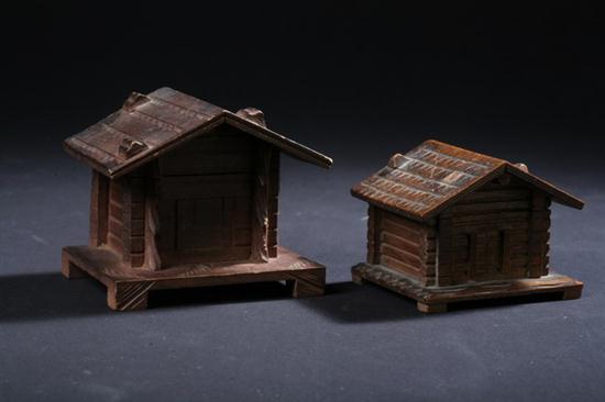 TWO GERMAN HAND-CARVED WOOD CABIN