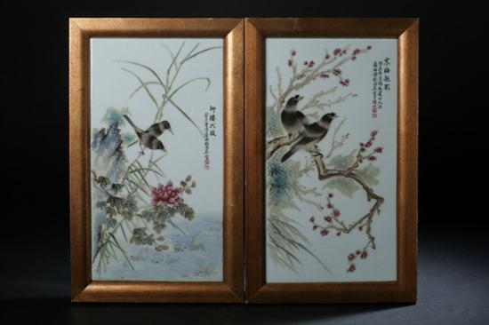 PAIR CHINESE FAMILLE ROSE PLAQUES.