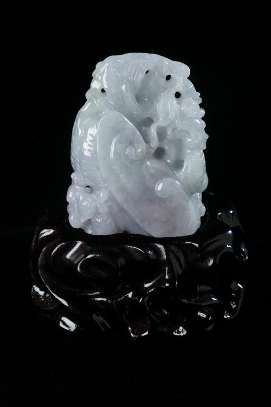 CHINESE LIGHT GREY JADEITE FIGURE