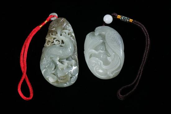 TWO CHINESE CARVED JADE PEBBLES  16fffb