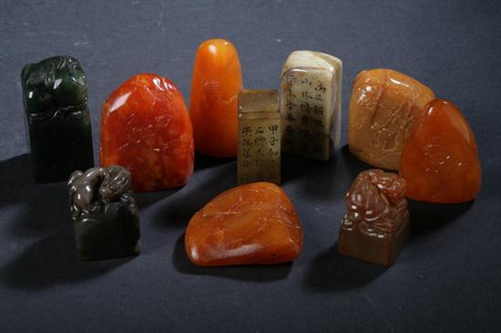 TEN CHINESE SOAPSTONE SEALS. -