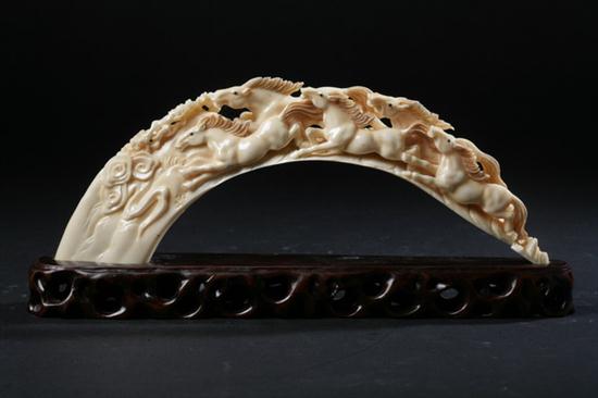 CHINESE WALRUS IVORY TUSK Carved 170032