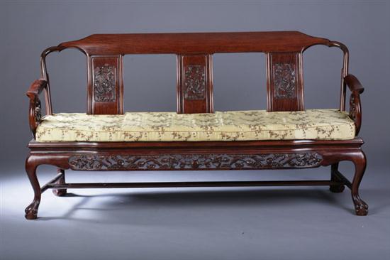 CHINESE CARVED ROSEWOOD SETTEE. Carved