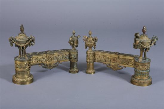 PAIR LOUIS XVI GILT BRONZE CHENETS 1700fb