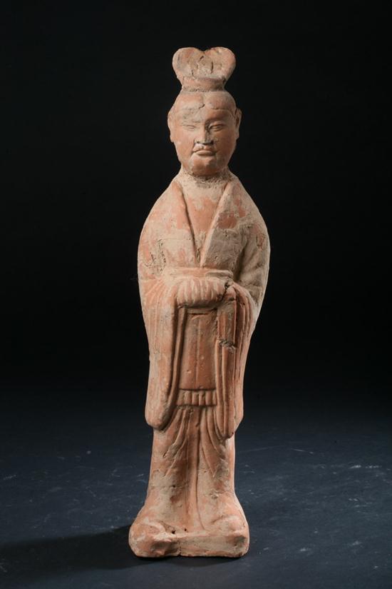CHINESE POTTERY FIGURE OF AN ATTENDANT