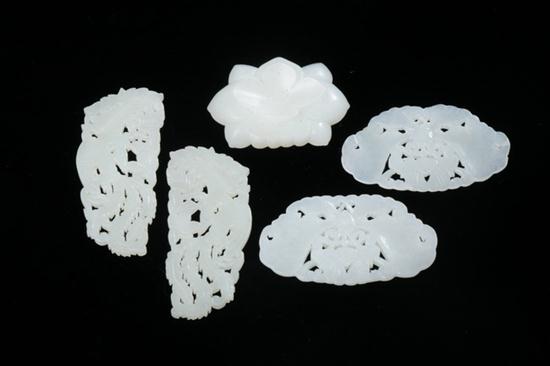 FIVE CHINESE CELADON JADE PENDANTS  170212