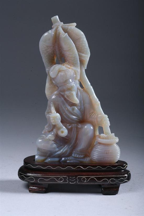 CHINESE OPAL FIGURE OF FISHERMAN.