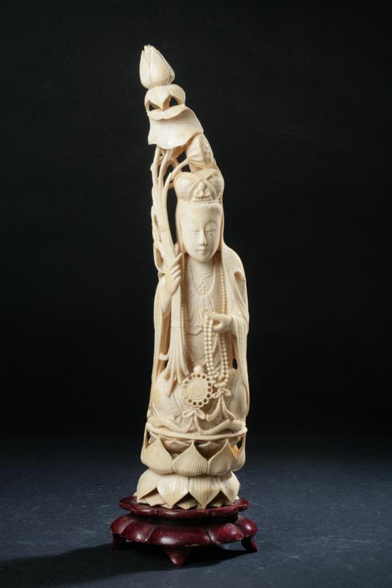 CHINESE IVORY FIGURE OF GUANYIN.