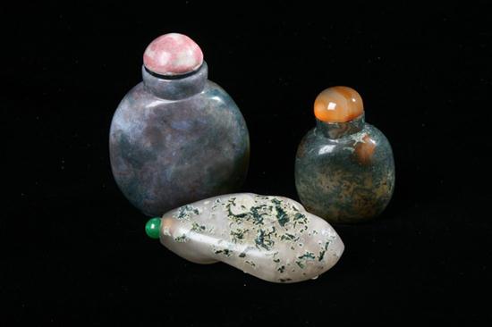 THREE CHINESE MOSS AGATE SNUFF 17023a